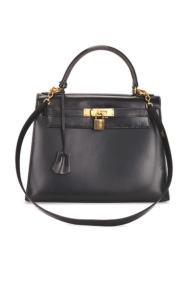 FWRD Renew Hermes 1978 Box Kelly 28 Handbag in Noir