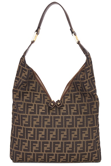 FWRD Renew Fendi Zucca Shoulder Bag in Brown