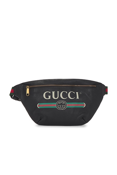 FWRD Renew Gucci Logo Belt Bag in Black