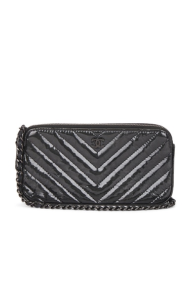 FWRD Renew Chanel So Black Double Zip Clutch in Black