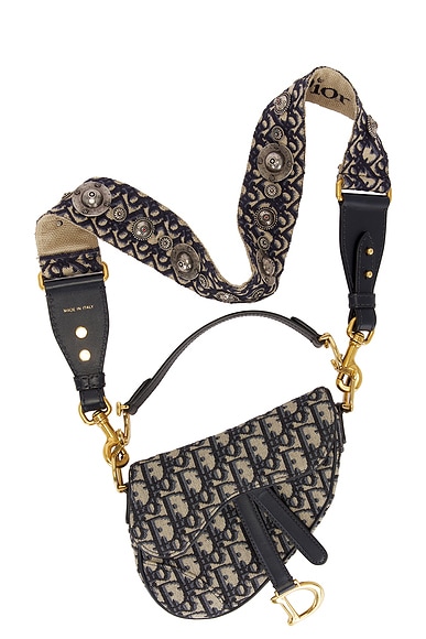 FWRD Renew Dior Oblique Trotter Saddle Bag in Blue