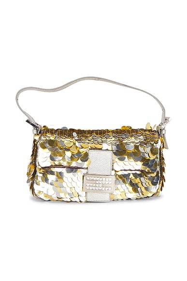 Fendi Metallic Paillettes Baguette Shoulder Bag