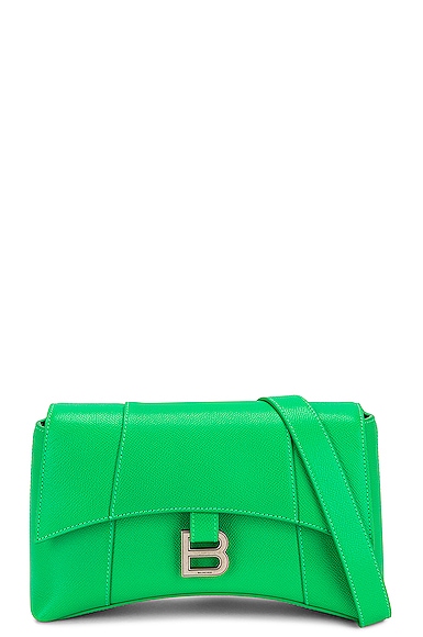 Balenciaga Xs Soft Hourglass Shoulder Bag In Vivid Green