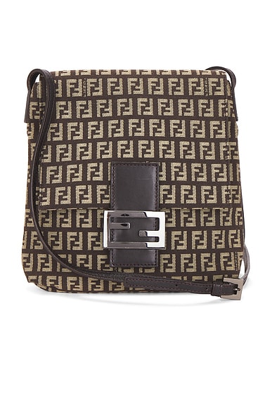 FWRD Renew Fendi Zucchino Tube Messenger Bag in Brown