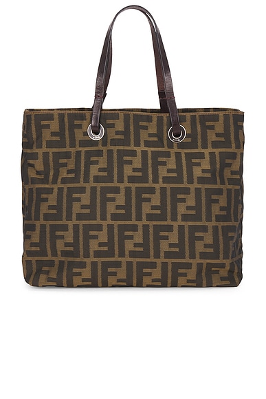 FWRD Renew Fendi Zucca Tote Bag in Brown