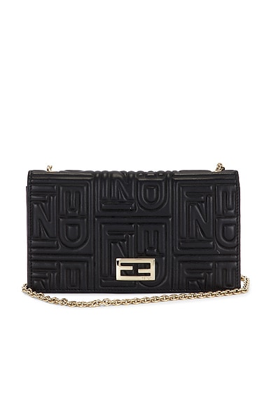 FWRD Renew Fendi Embossed Wallet On Chain in Black