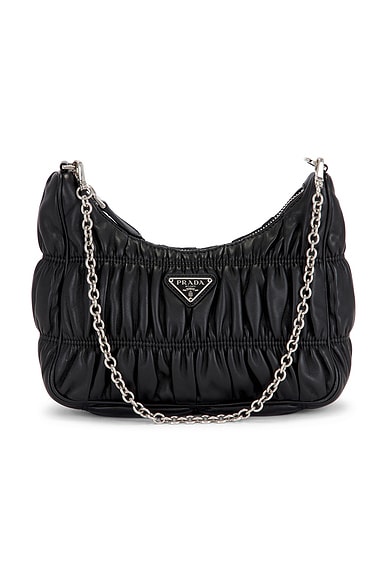 FWRD Renew Prada Nappa Gaufre Re-Edition 2005 Shoulder Bag in Black