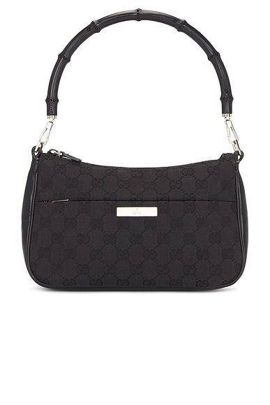 FWRD Renew Gucci Bamboo Shoulder Bag in Black