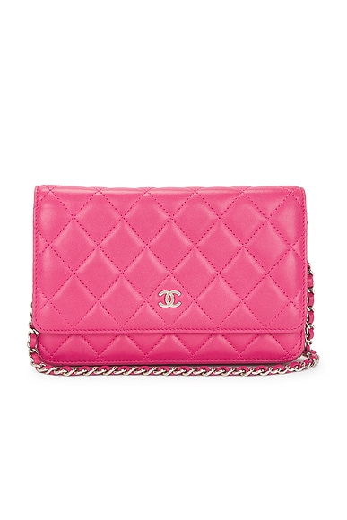 FWRD Renew Chanel Lambskin Wallet On Chain in Pink
