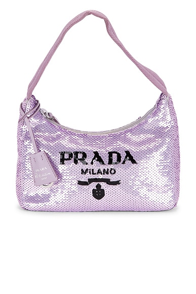 FWRD Renew Prada Re-Edition 2000 Sequin Shoulder Bag in Purple