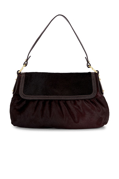 FWRD Renew Fendi Chef Shoulder Bag in Black & Burgundy