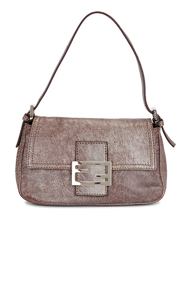 FWRD Renew Fendi Baguette Shoulder Bag in Grey