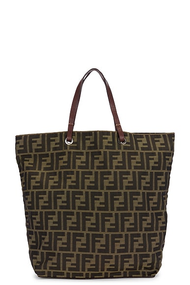 FWRD Renew Fendi Zucca Tote Bag in Brown