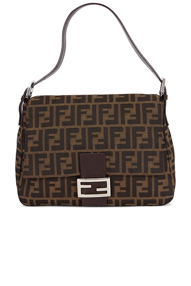 FWRD Renew Fendi Zucca Mama Forever Baguette Shoulder Bag in Brown