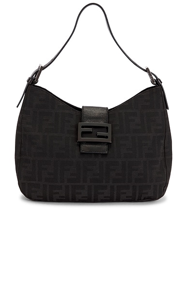 FWRD Renew Fendi Zucca Shoulder Bag in Black