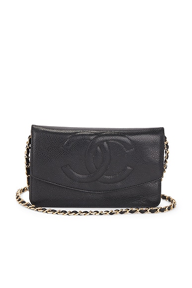 FWRD Renew Chanel Caviar Timeless Wallet On Chain in Black