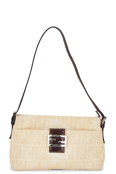 FWRD Renew Fendi Zucca Shoulder Bag in Beige
