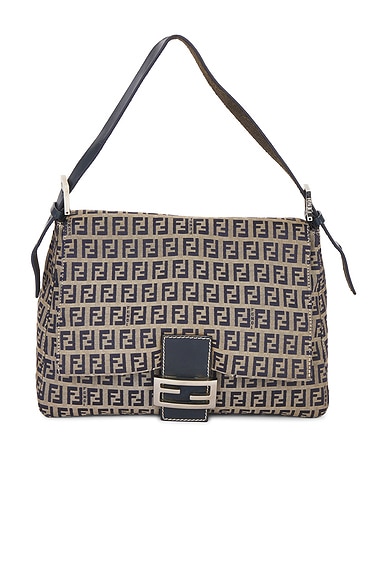 FWRD Renew Fendi Zucchino Mama Baguette Shoulder Bag in Black