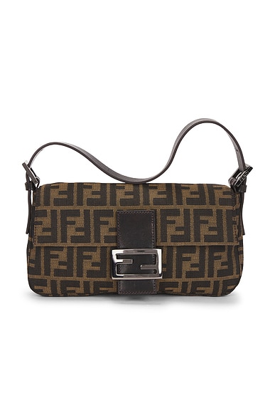FWRD Renew Fendi Zucca Baguette Shoulder Bag in Brown