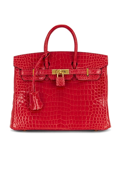 Hermes Shiny Porosus Crocodile Birkin 25 Handbag