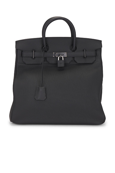 FWRD Renew Hermes Togo Haut A Courroies Birkin 40 Handbag in Noir