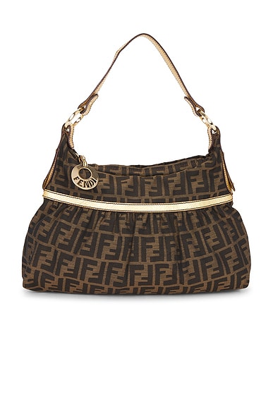 FWRD Renew Fendi Zucca Chef Shoulder Bag in Brown