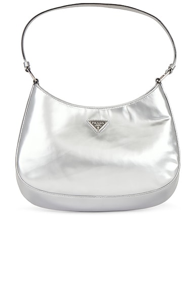 FWRD Renew Prada Spazzolato Cleo Shoulder Bag in Argento