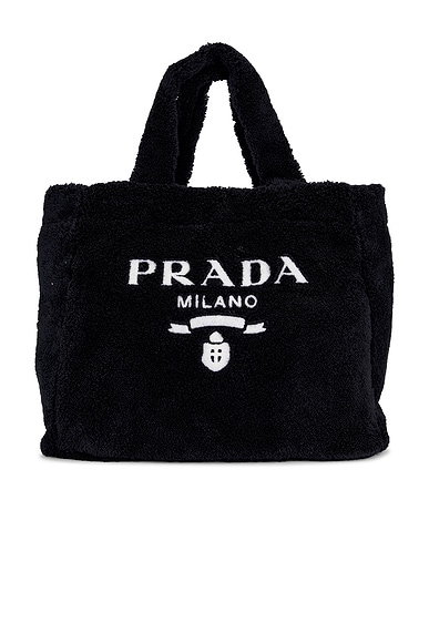 FWRD Renew Prada Terry Tote Bag in Black