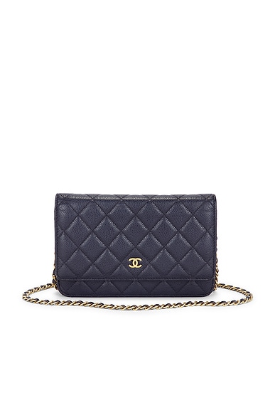 FWRD Renew Chanel Caviar Wallet On Chain in Navy