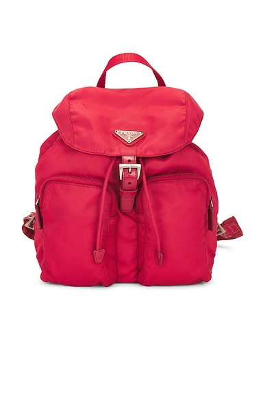FWRD Renew Prada Tessuto Backpack in Red