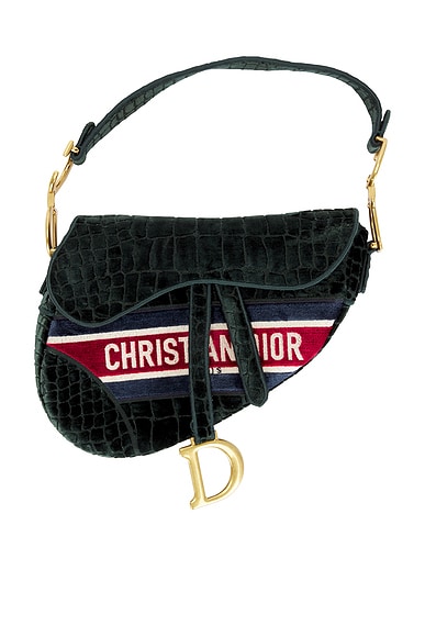 Dior Velvet Crocodile Effect Saddle Bag