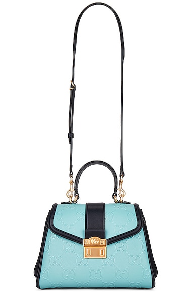 FWRD Renew Gucci GG Marmont Top Handle Bag in Blue