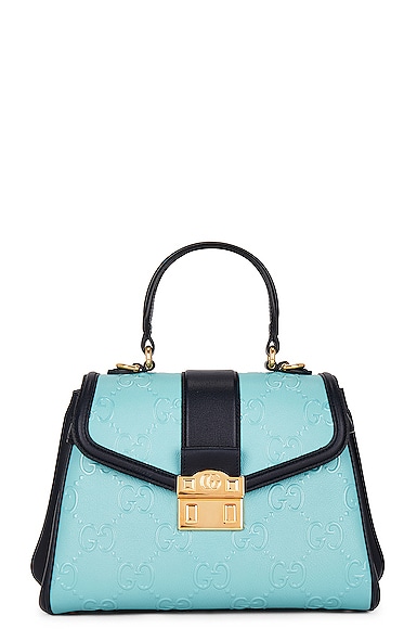 Shop Gucci Gg Marmont Top Handle Bag In Blue