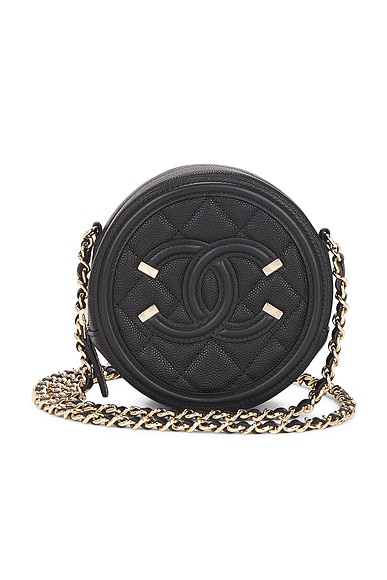 FWRD Renew Chanel Caviar Round Filigree Shoulder Bag in Black