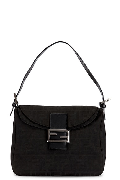 FWRD Renew Fendi Zucca Shoulder Bag in Black