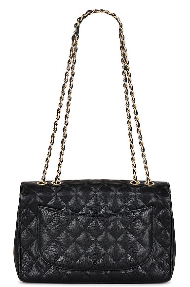 Pre-owned Chanel Caviar Decamatlasse Shoulder Bag In Black