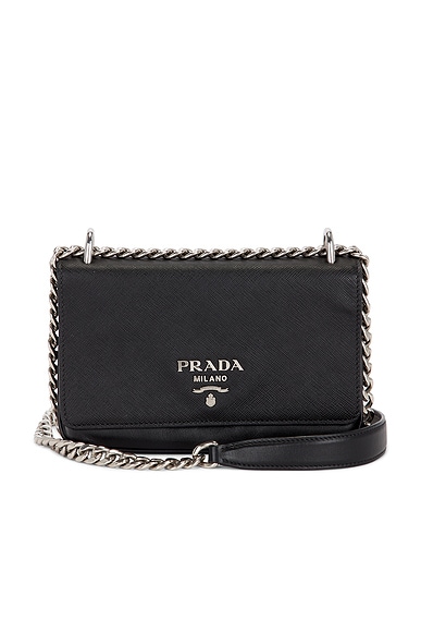 FWRD Renew Prada Saffiano Crossbody Bag in Black