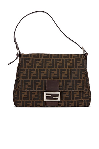 FWRD Renew Fendi Zucca Mama Baguette Shoulder Bag in Brown