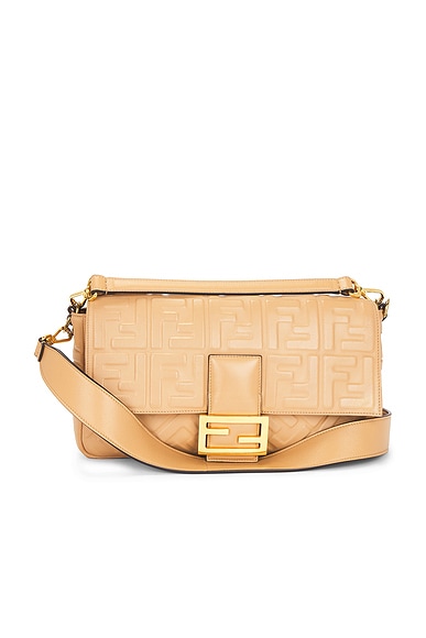 Fendi FF Embossed Baguette Shoulder Bag