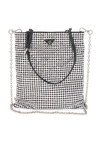 Prada Crystal Embellished Satin Tote Bag