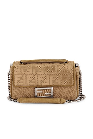 FWRD Renew Fendi X SKIMS Midi Chain Baguette Shoulder Bag in Beige