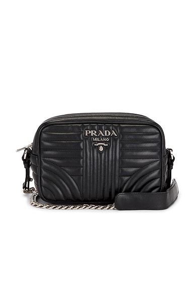 FWRD Renew Prada Diagramme Camera Bag in Black