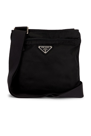 FWRD Renew Prada Tessuto Messenger Bag in Black