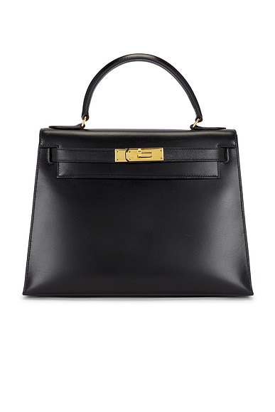 FWRD Renew Hermes 1984 Box Kelly 28 Handbag in Noir