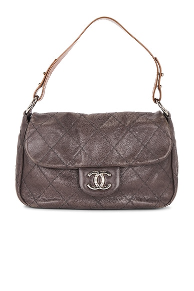 FWRD Renew Chanel Calfskin On The Road Flap Bag in Brown