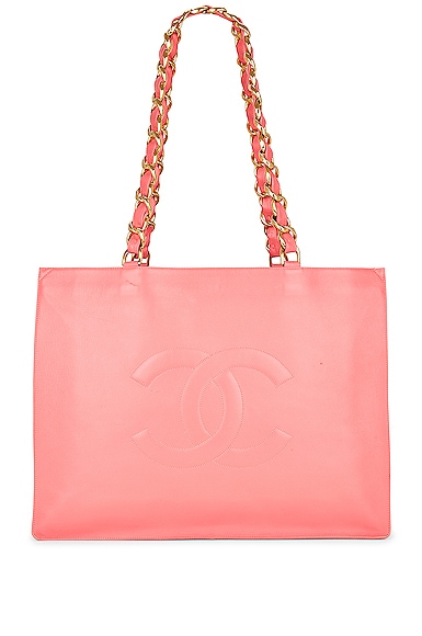 FWRD Renew Chanel Jumbo CC Chain Shopping Tote Bag in Pink