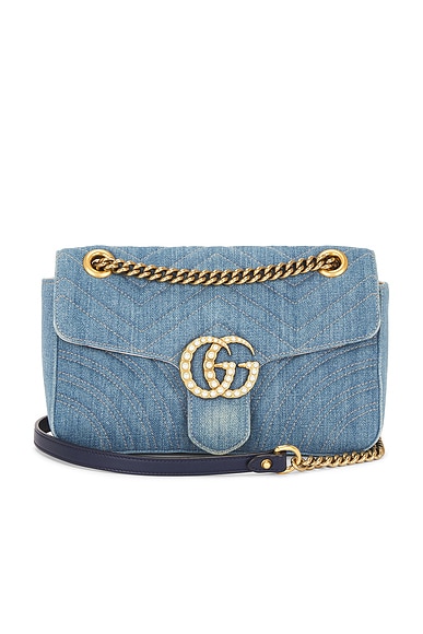 Gucci Denim GG Marmont Shoulder Bag