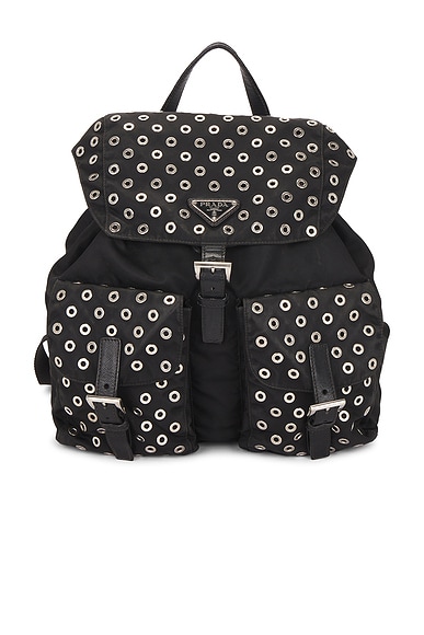 Prada Grommet Embellished Tessuto Backpack