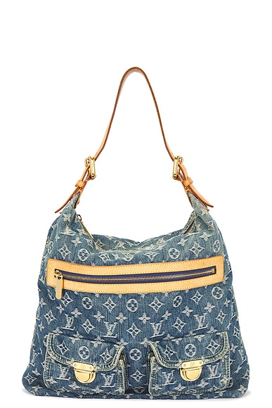 FWRD Renew Louis Vuitton Monogram Denim Baggy GM Shoulder Bag in Blue