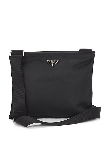 FWRD Renew Prada Tessuto Messenger Bag in Black